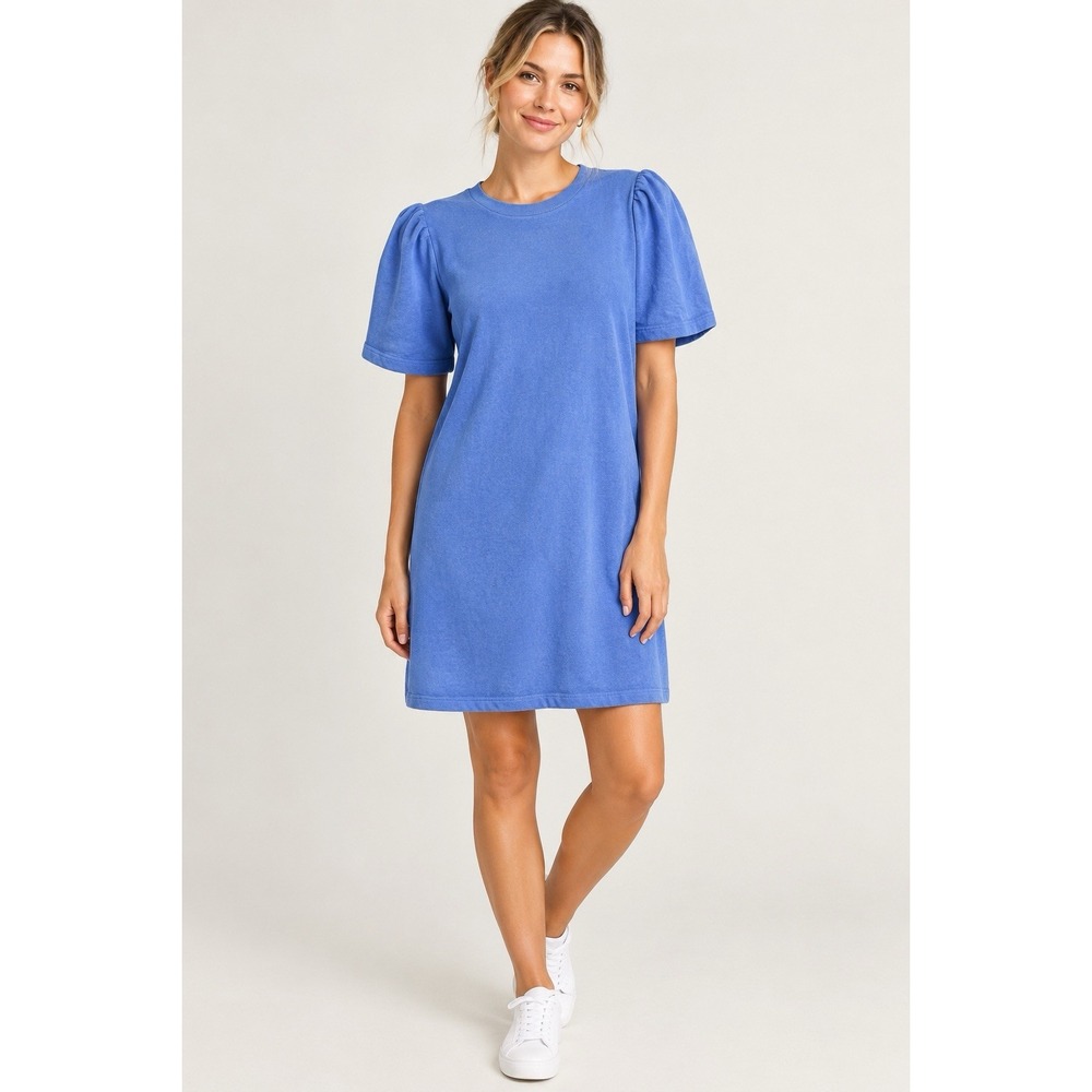 New Daily Ritual Supersoft Terry Relaxed-Fit Puff-Sleeve Dress Anthropologie